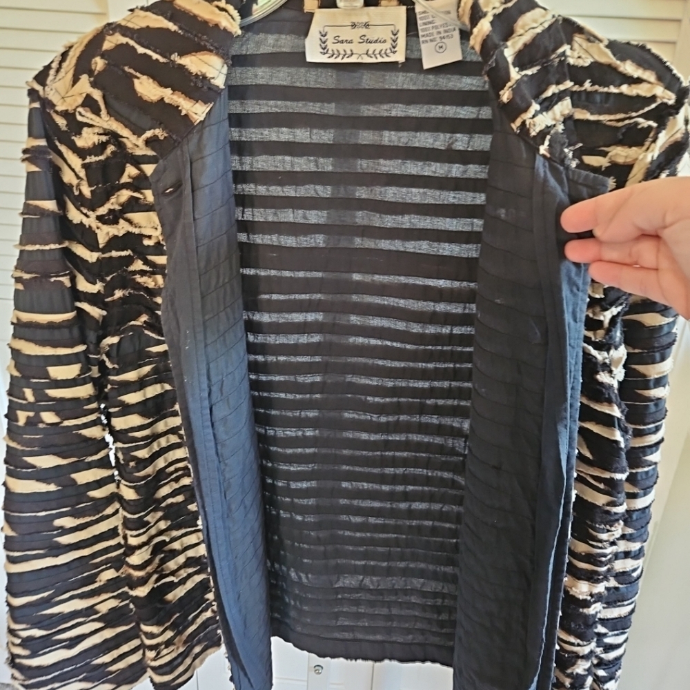 Sara Studio Womens Blazer Top Size M Stripe Button-Up Long Sleeve Vintage - Picture 7 of 8